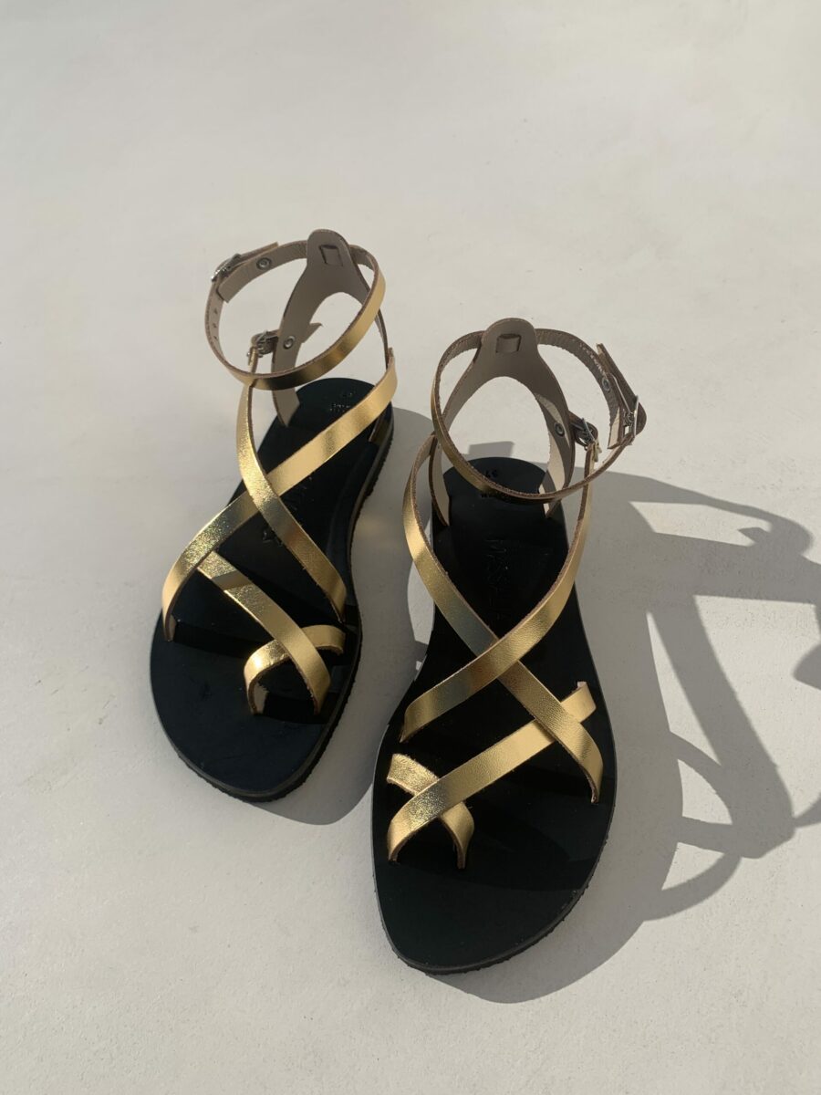 Sandale de luxe cuir NYMPHEA SB DORÉ Kmassalia