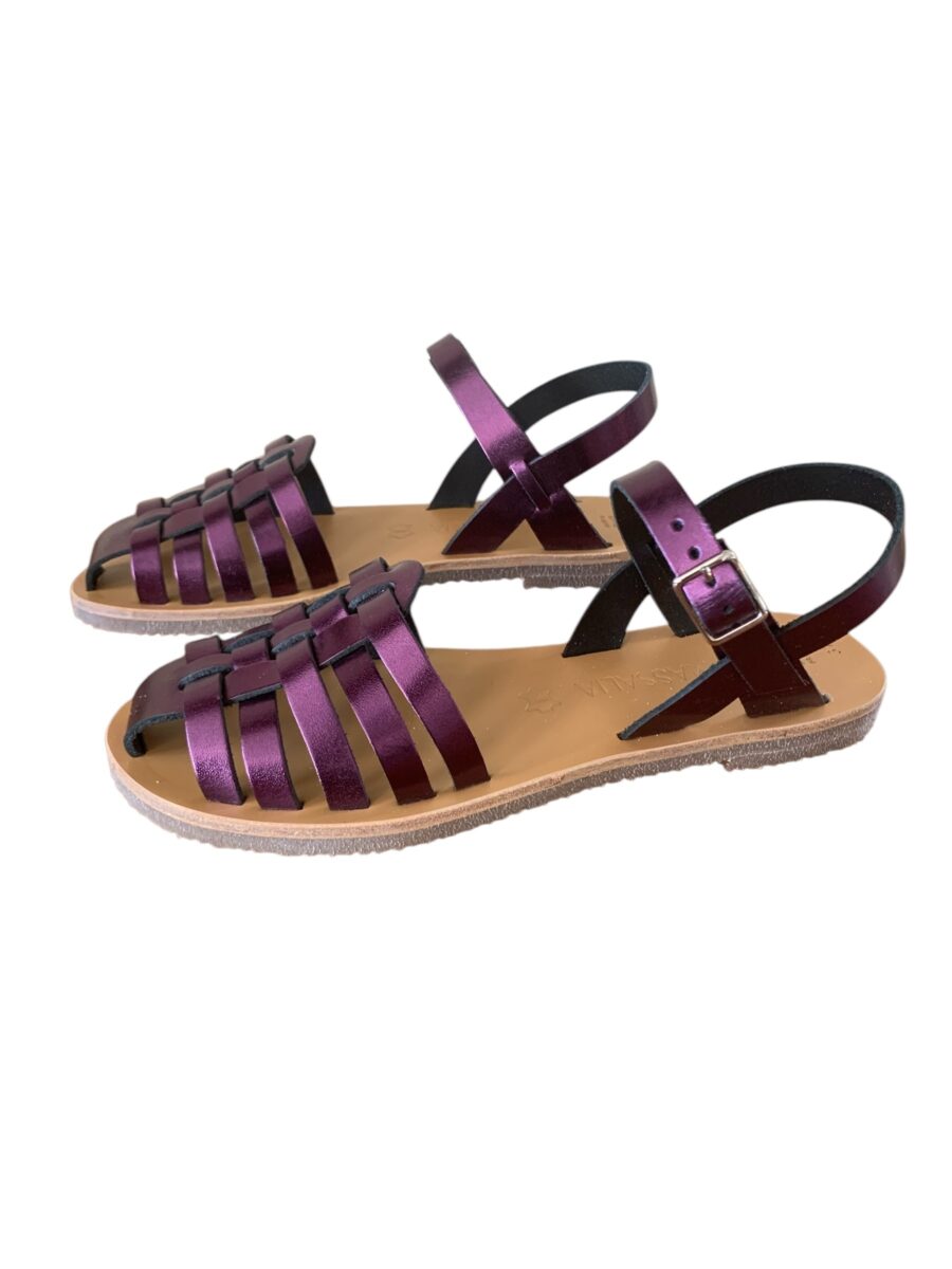 Sandale de luxe cuir MEDUSA purple Kmassalia