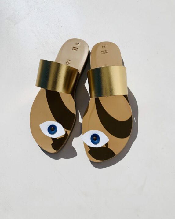 Sandale cuir SANTORIN Doré par Kmassalia Made in france