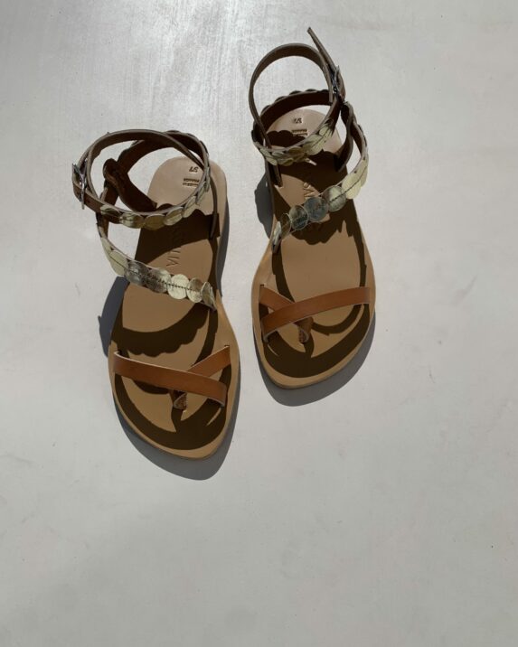 Sandale cuir PAROS Naturel par Kmassalia Made in france