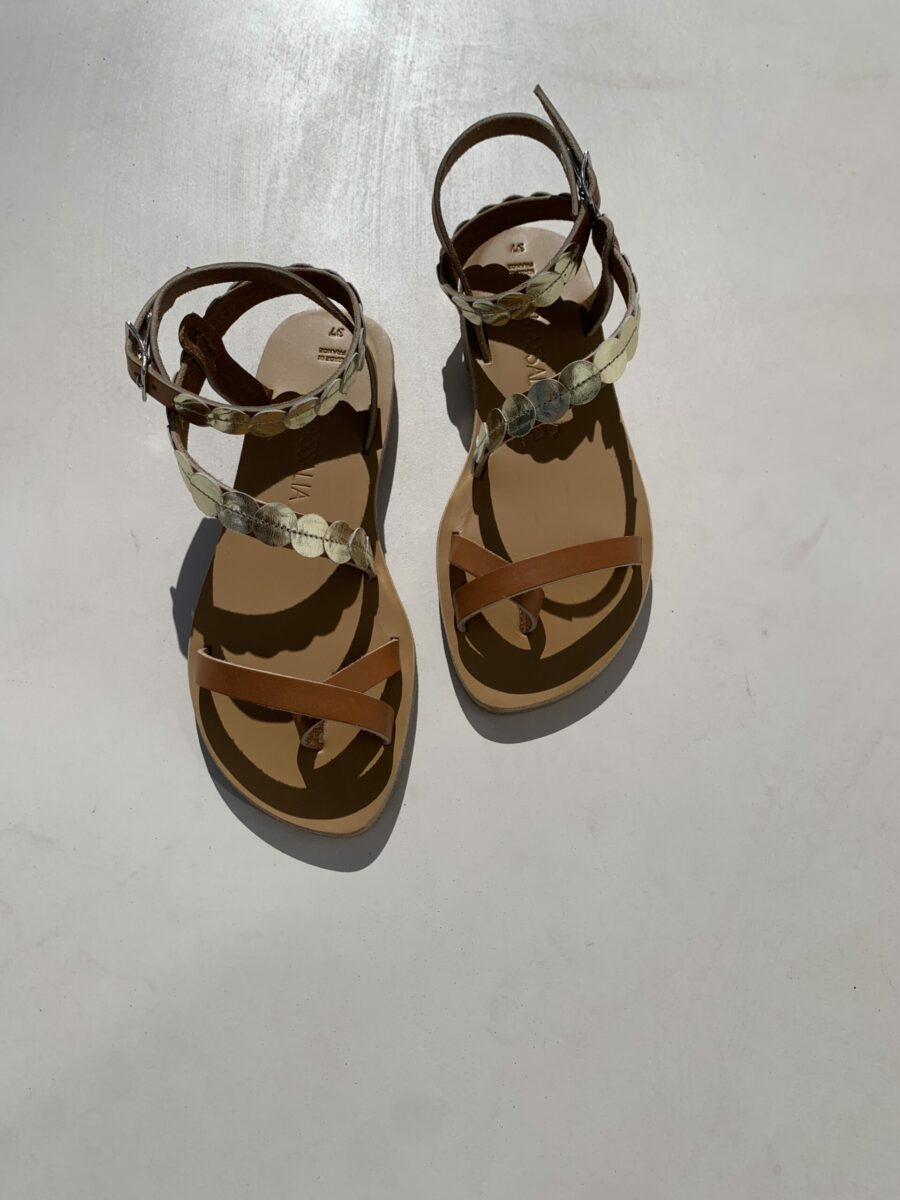 Sandale cuir PAROS Naturel par Kmassalia Made in france
