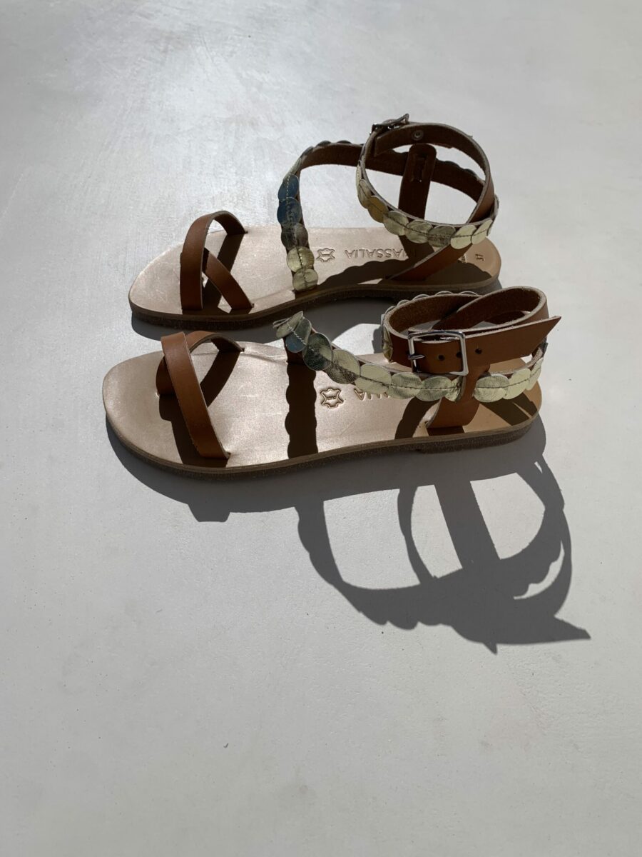 Sandale cuir PAROS Naturel par Kmassalia Made in france